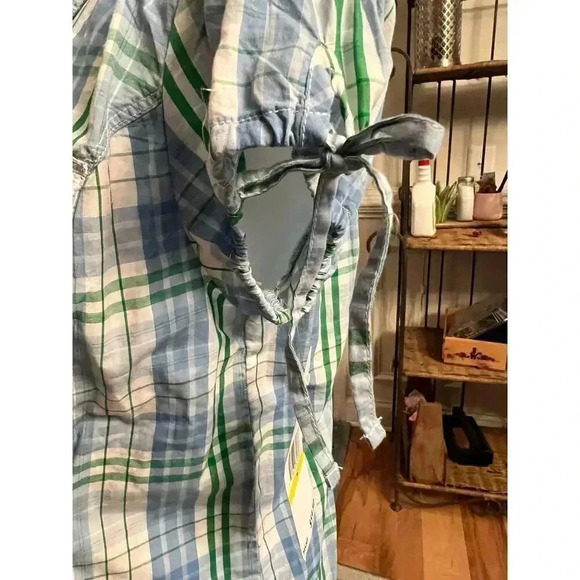 TOMMY HILLFIGER NWT plaid button up tied cap sleeve womens size medium - Picture 6 of 8